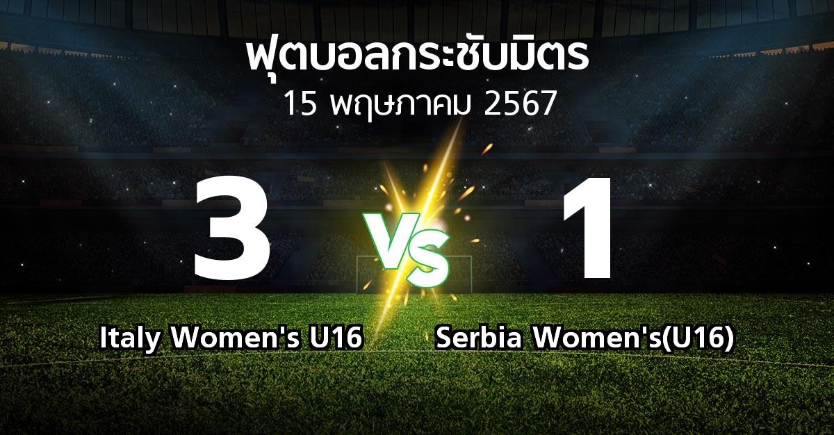 โปรแกรมบอล : Italy Women's U16 vs Serbia Women's(U16) (ฟุตบอลกระชับมิตร)