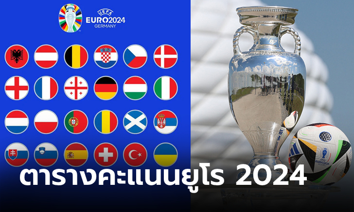 ตารางคะแนนฟุตบอลยูโร 2024 รอบแบ่งกลุ่ม ประจำวันที่ 14 มิ.ย. 67