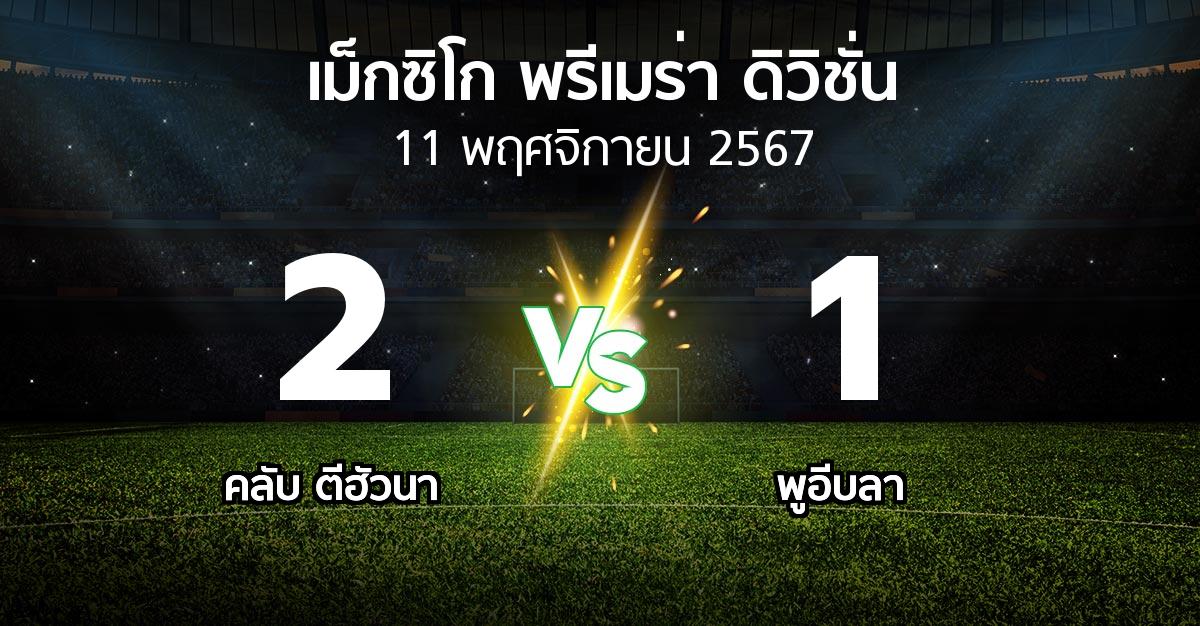 ผลบอล : คลับ ตีฮัวนา vs พูอีบลา (เม็กซิโก-พรีเมร่า-ดิวิชั่น 2024-2025)