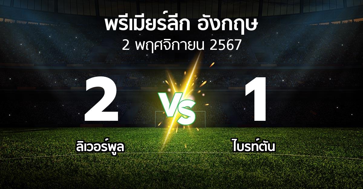 ผลบอล : ลิเวอร์พูล vs ไบรท์ตัน (พรีเมียร์ลีก 2024-2025)