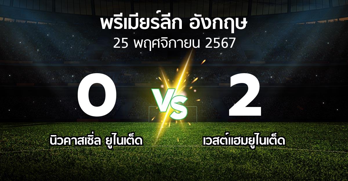 ผลบอล : นิวคาสเซิ่ล ยูไนเต็ด vs เวสต์แฮม (พรีเมียร์ลีก 2024-2025)