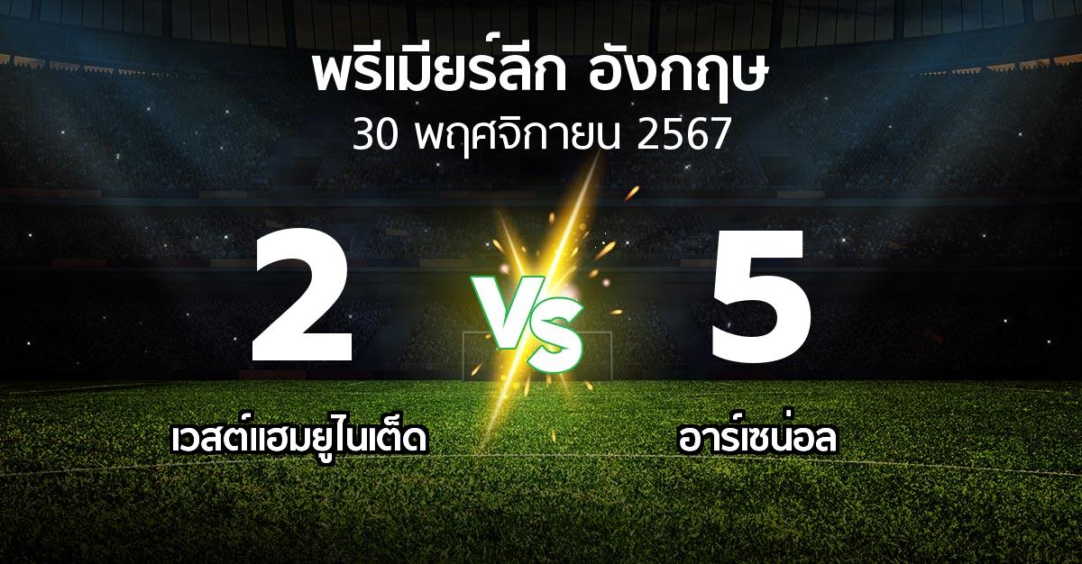 ผลบอล : เวสต์แฮม vs อาร์เซน่อล (พรีเมียร์ลีก 2024-2025)