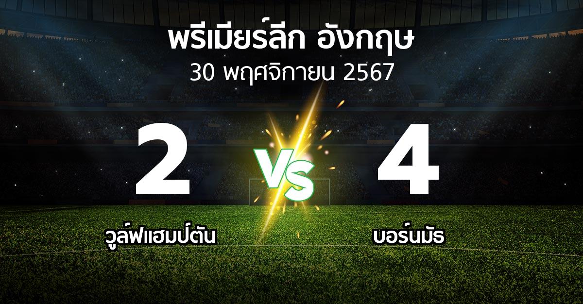 ผลบอล : วูล์ฟแฮมป์ตัน vs บอร์นมัธ (พรีเมียร์ลีก 2024-2025)