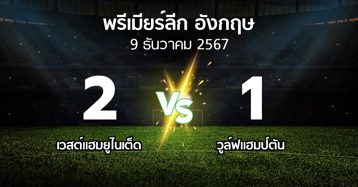 ผลบอล : เวสต์แฮม vs วูล์ฟแฮมป์ตัน (พรีเมียร์ลีก 2024-2025)