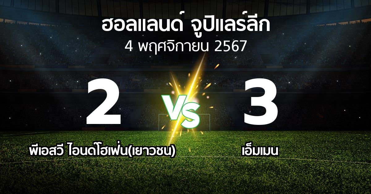 ผลบอล : พีเอสวี ไอนด์โฮเฟ่น(เยาวชน) vs เอ็มเมน (ฮอลแลนด์-จูปิแลร์ลีก 2024-2025)