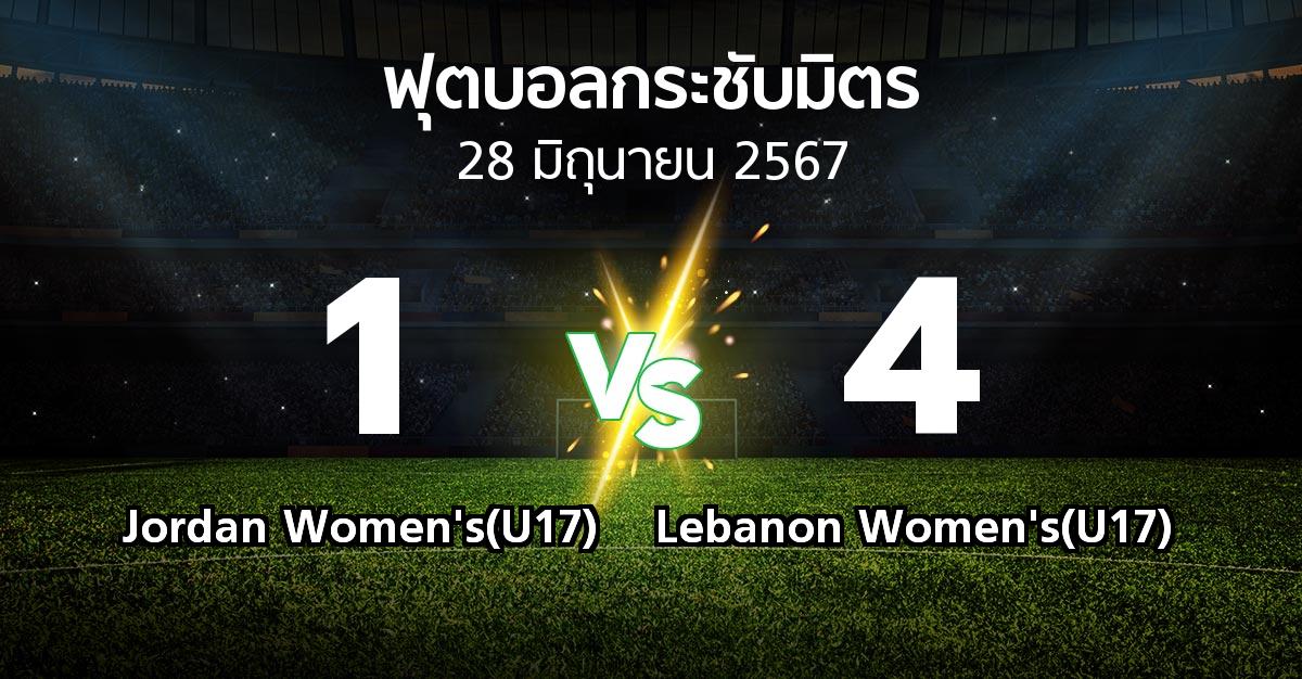 โปรแกรมบอล : Jordan Women's(U17) vs Lebanon Women's(U17) (ฟุตบอลกระชับมิตร)