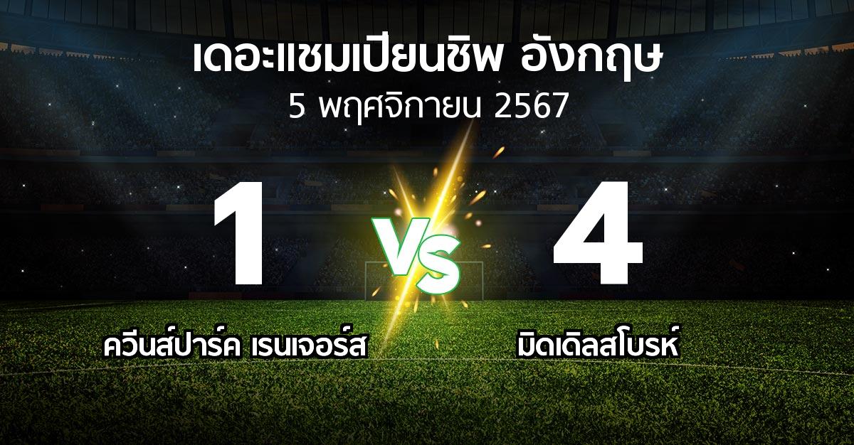 ผลบอล : ควีนส์ปาร์ค เรนเจอร์ส vs มิดเดิ้ล (เดอะ แชมเปียนชิพ 2024-2025)