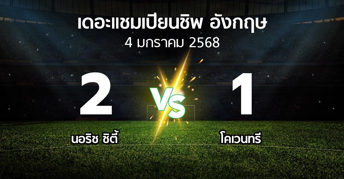 ผลบอล : นอริช ซิตี้ vs โคเวนทรี (เดอะ แชมเปียนชิพ 2024-2025)