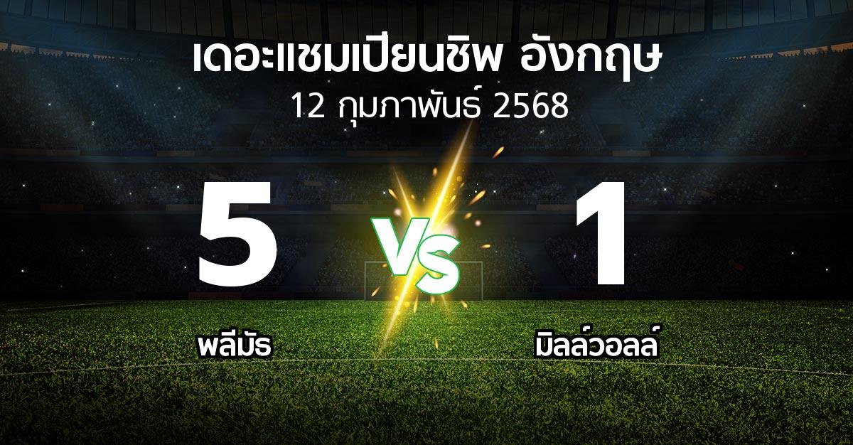 ผลบอล : พลีมัธ vs มิลล์วอลล์ (เดอะ แชมเปียนชิพ 2024-2025)