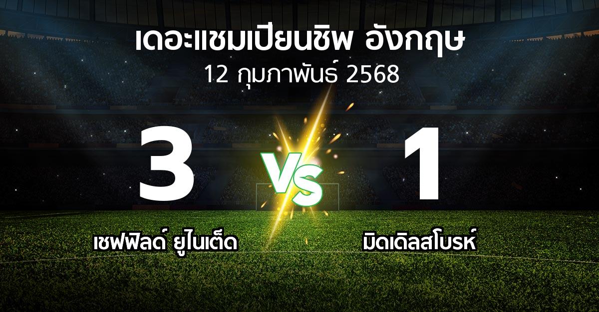 ผลบอล : เชฟฟิลด์ ยูไนเต็ด vs มิดเดิ้ล (เดอะ แชมเปียนชิพ 2024-2025)