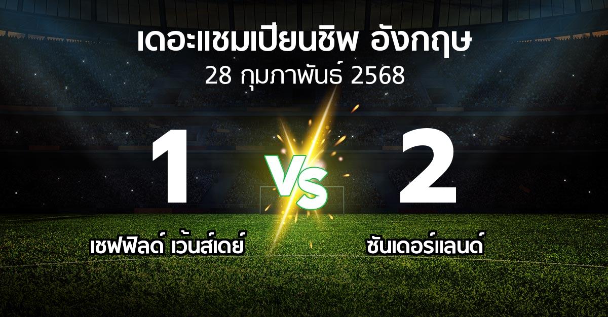 ผลบอล : เชฟฟิลด์ เว้นส์เดย์ vs ซันเดอร์แลนด์ (เดอะ แชมเปียนชิพ 2024-2025)