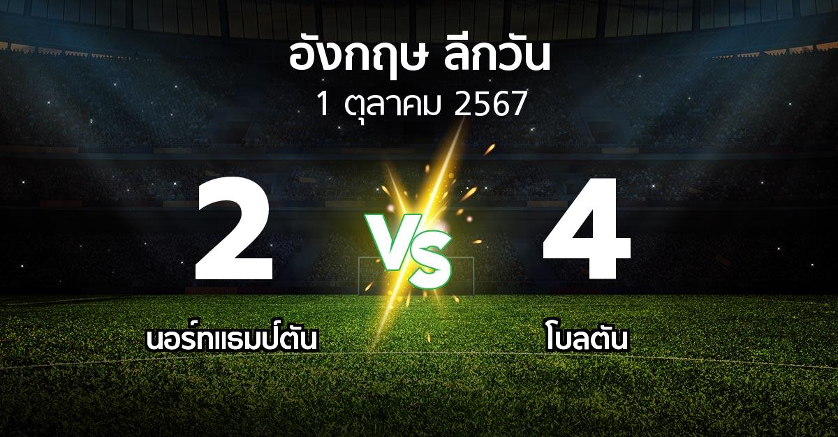 ผลบอล : นอร์ทแธมป์ตัน vs โบลตัน (ลีกวัน-อังกฤษ 2024-2025)