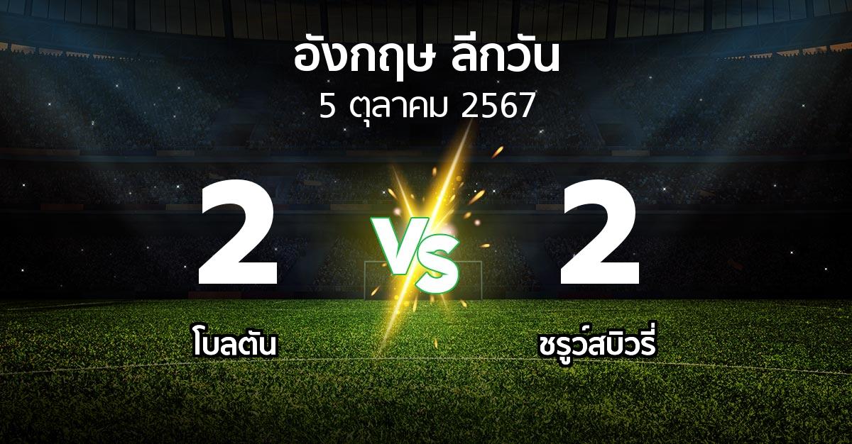 ผลบอล : โบลตัน vs ชรูว์สบิวรี่ (ลีกวัน-อังกฤษ 2024-2025)