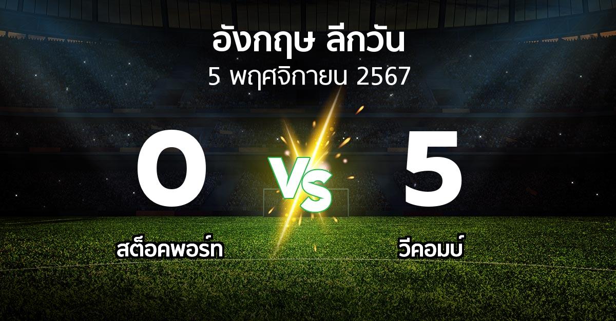 ผลบอล : สต็อคพอร์ท vs วีคอมบ์ (ลีกวัน-อังกฤษ 2024-2025)