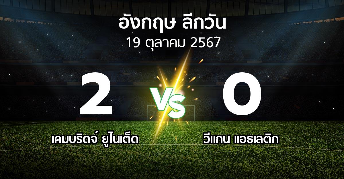 ผลบอล : เคมบริดจ์ ยูไนเต็ด vs วีแกน แอธเลติก (ลีกวัน-อังกฤษ 2024-2025)