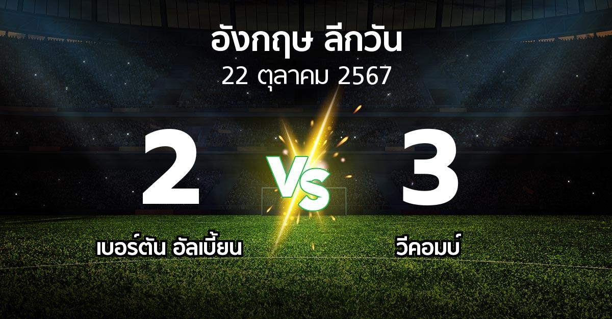 ผลบอล : เบอร์ตัน อัลเบี้ยน vs วีคอมบ์ (ลีกวัน-อังกฤษ 2024-2025)