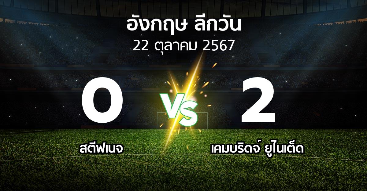 ผลบอล : สตีฟเนจ vs เคมบริดจ์ ยูไนเต็ด (ลีกวัน-อังกฤษ 2024-2025)