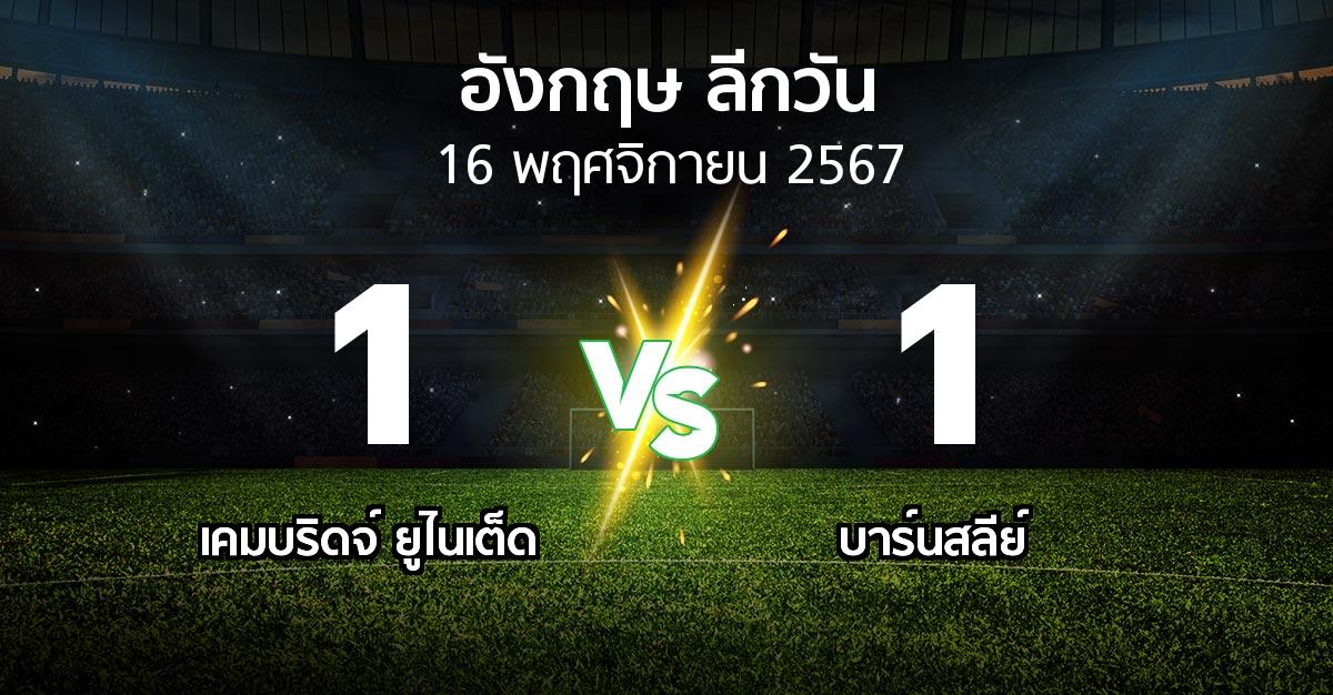 ผลบอล : เคมบริดจ์ ยูไนเต็ด vs บาร์นสลีย์ (ลีกวัน-อังกฤษ 2024-2025)