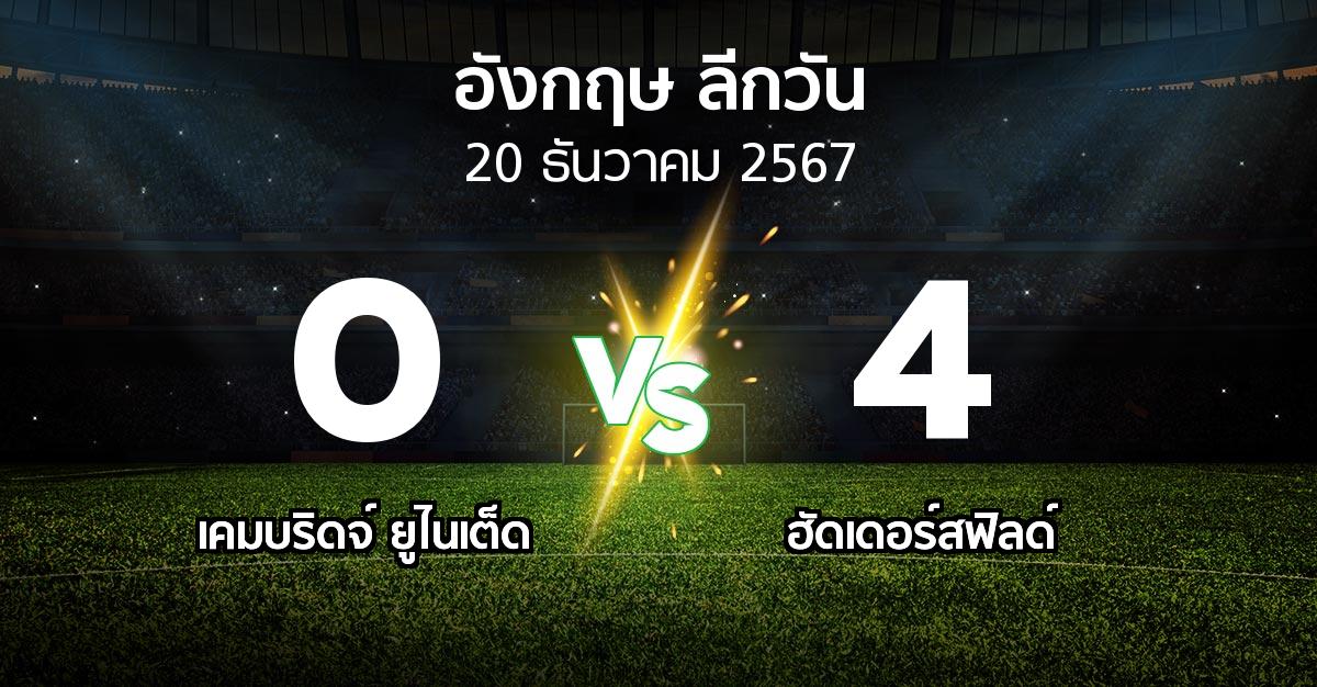 ผลบอล : เคมบริดจ์ ยูไนเต็ด vs ฮัดเดอร์สฟิลด์ (ลีกวัน-อังกฤษ 2024-2025)