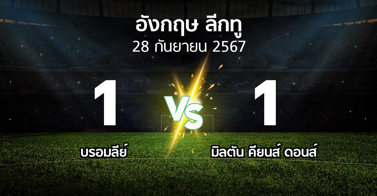 ผลบอล : บรอมลีย์ vs มิลตัน คียนส์ ดอนส์ (อังกฤษดิวิชั่น2 2024-2025)