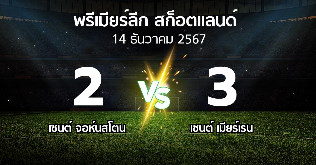 ผลบอล : เซนต์ จอห์นสโตน vs เมียร์เรน (สก็อตติชพรีเมียร์ลีก 2024-2025)