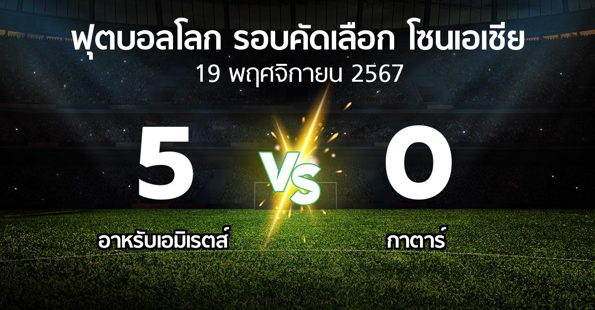 ผลบอล : อาหรับเอมิเรตส์ vs กาตาร์ (ฟุตบอลโลก-รอบคัดเลือก-โซนเอเชีย 2023-2025)