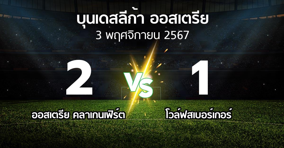 ผลบอล : ออสเตรีย คลาเกนเฟิร์ต vs โวล์ฟสเบอร์เกอร์ (บุนเดสลีก้า-ออสเตรีย 2024-2025)