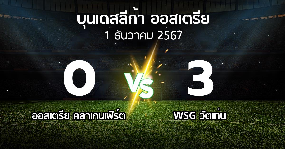 ผลบอล : ออสเตรีย คลาเกนเฟิร์ต vs WSG วัตเท่น (บุนเดสลีก้า-ออสเตรีย 2024-2025)