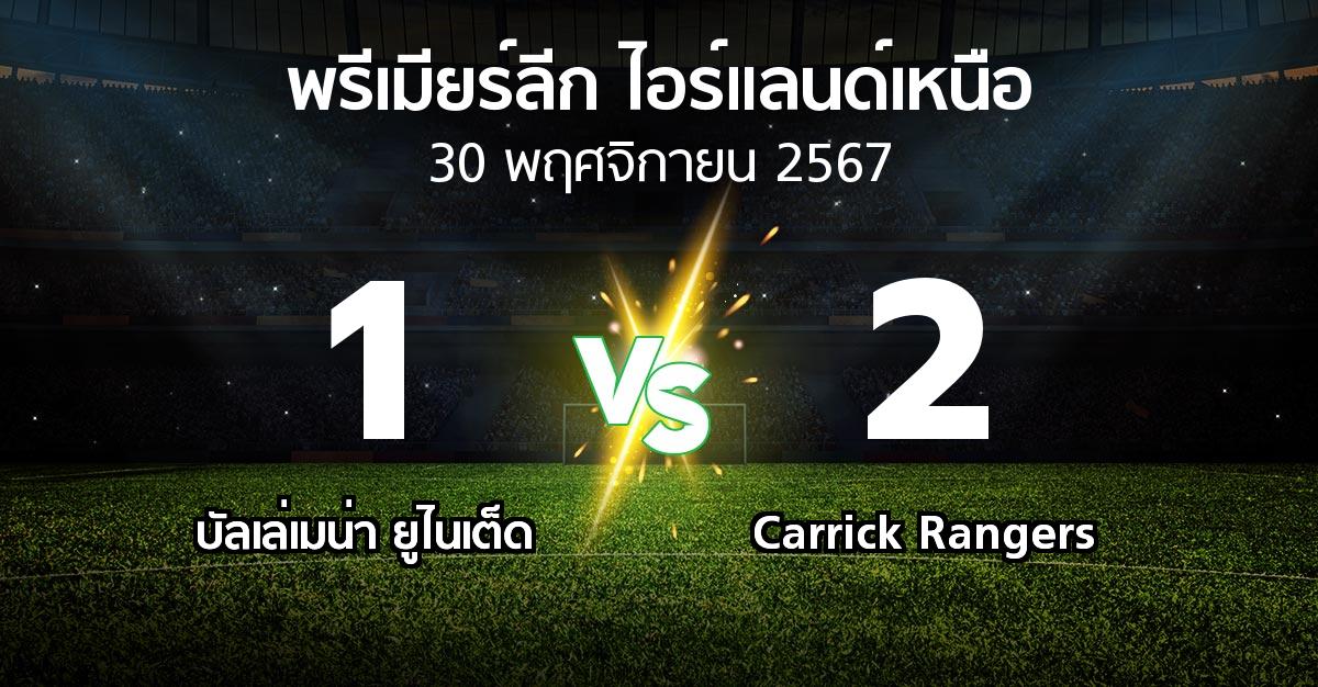 ผลบอล : บัลเล่เมน่า ยูไนเต็ด vs Carrick Rangers (พรีเมียร์ลีก-ไอร์แลนด์เหนือ 2024-2025)