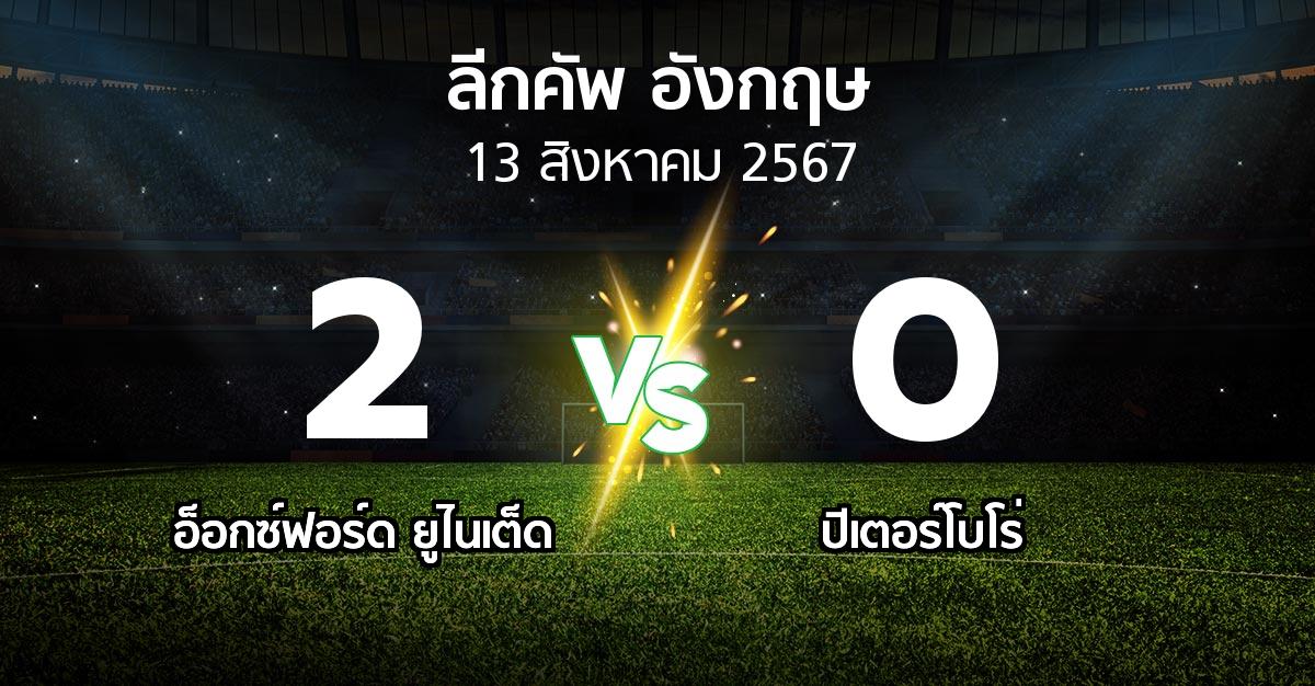 ผลบอล : อ็อกซ์ฟอร์ด ยูไนเต็ด vs ปีเตอร์โบโร่ (ลีกคัพ 2024-2025)