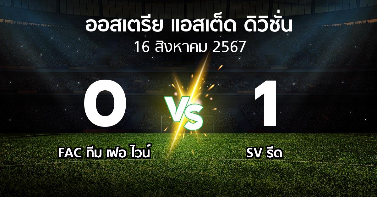 ผลบอล : FAC ทีม เฟอ ไวน์ vs SV รีด (ออสเตรีย-แอสเต็ด-ดิวิชั่น 2024-2025)