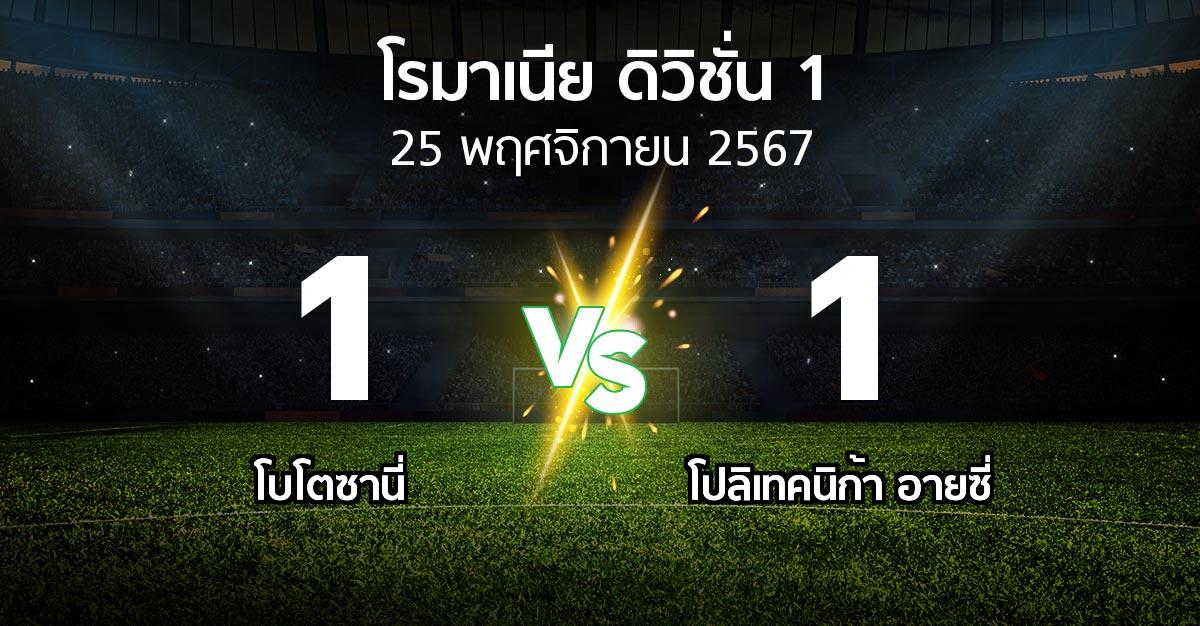 ผลบอล : โบโตซานี่ vs โปลิเทคนิก้า อายซี่ (โรมาเนีย-ดิวิชั่น-1 2024-2025)