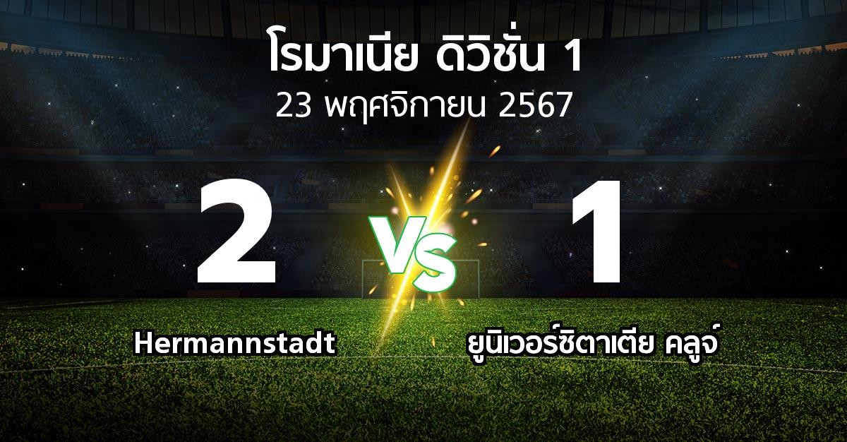 ผลบอล : Hermannstadt vs ยูนิเวอร์ซิตาเตีย คลูจ์ (โรมาเนีย-ดิวิชั่น-1 2024-2025)