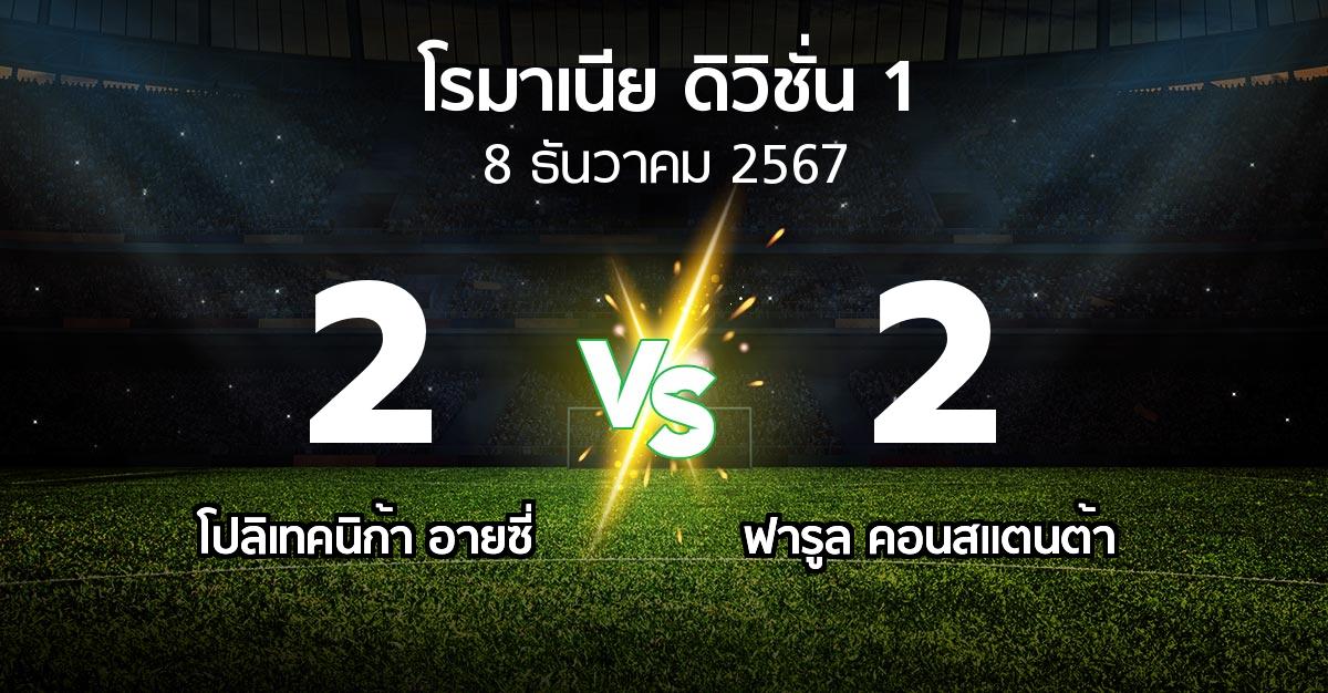 ผลบอล : โปลิเทคนิก้า อายซี่ vs ฟารูล คอนสแตนต้า (โรมาเนีย-ดิวิชั่น-1 2024-2025)