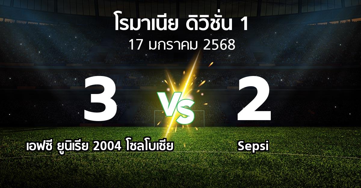 ผลบอล : เอฟซี ยูนิเรีย 2004 โซลโบเซีย vs Sepsi (โรมาเนีย-ดิวิชั่น-1 2024-2025)