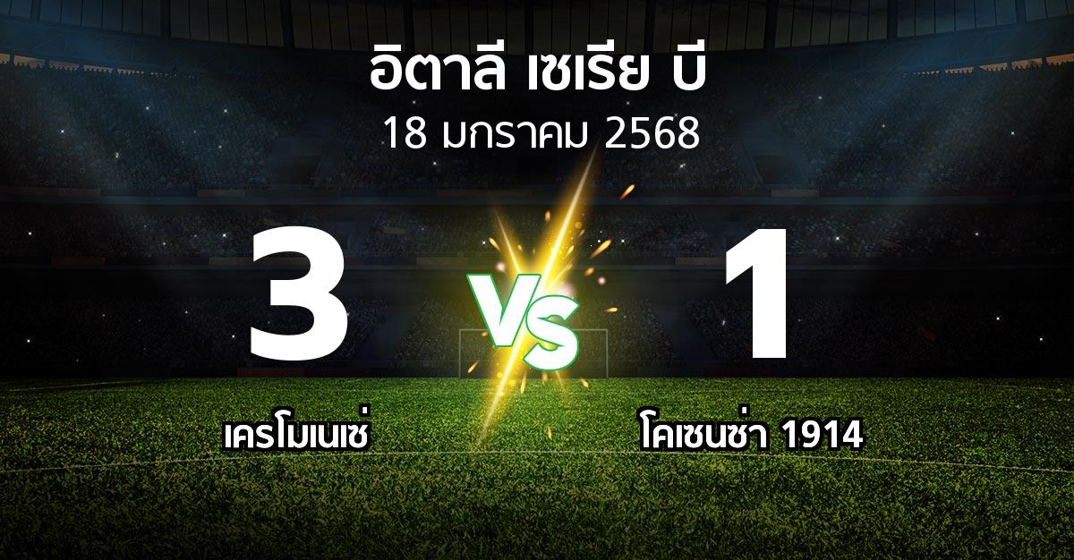 ผลบอล : เครโมเนเซ่ vs โคเซนซ่า 1914 (อิตาลี-เซเรีย-บี 2024-2025)