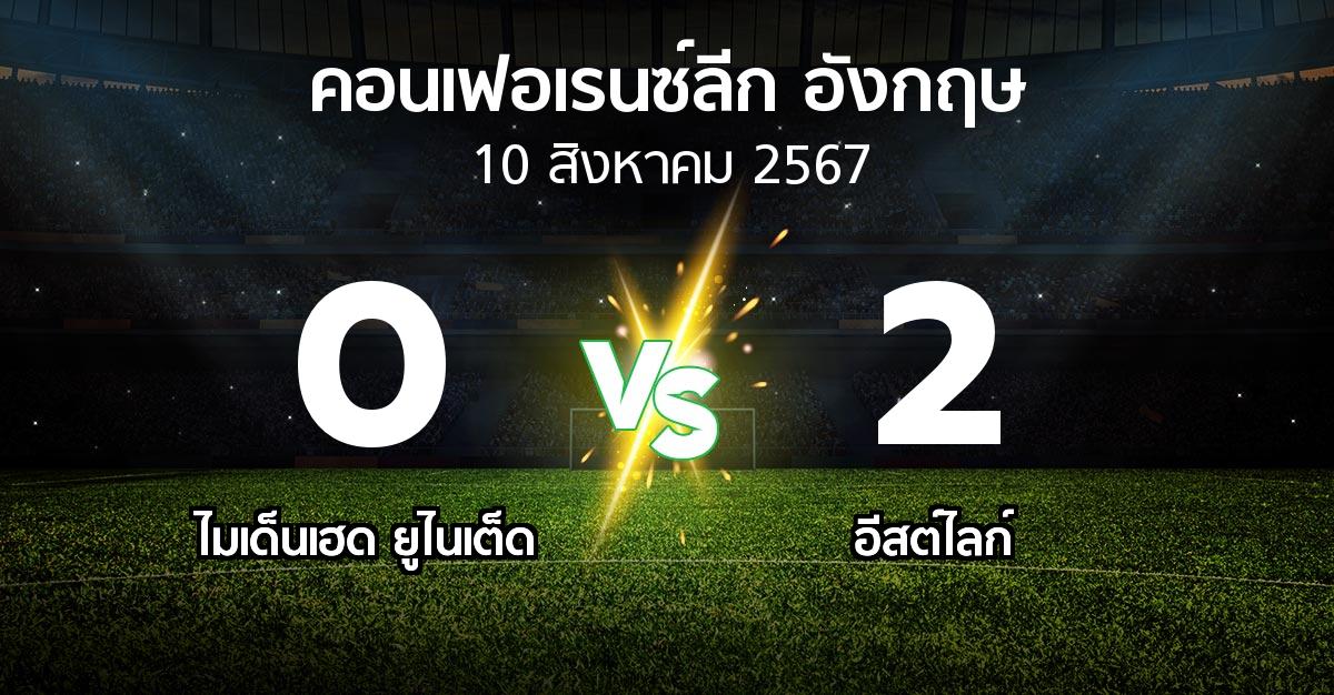 ผลบอล : ไมเด็นเฮด ยูไนเต็ด vs อีสต์ไลก์ (คอนเฟอเรนซ์ลีก อังกฤษ 2024-2025)