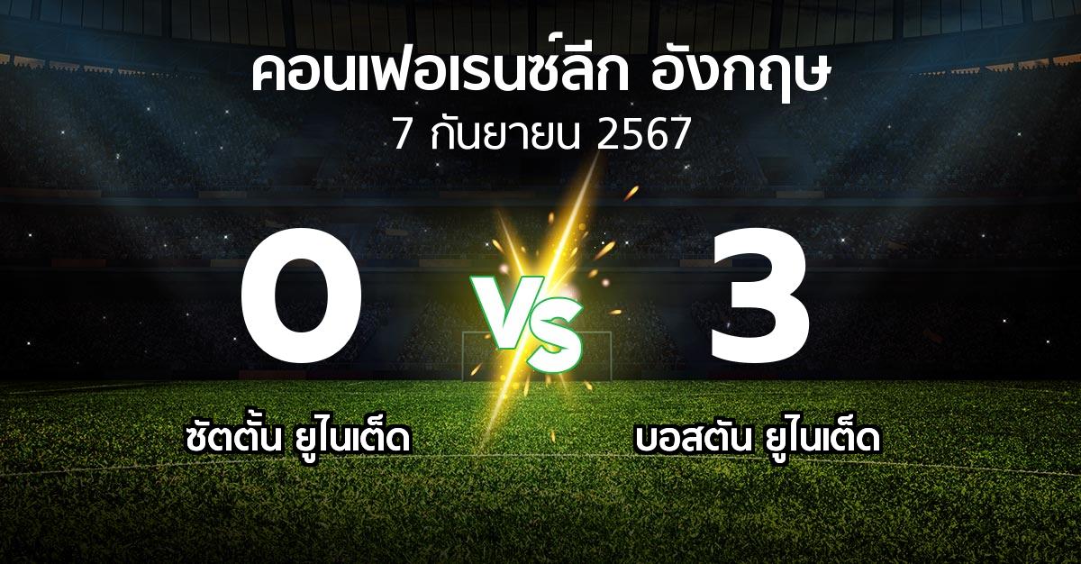 ผลบอล : ซัตตั้น ยูไนเต็ด vs บอสตัน ยูไนเต็ด (คอนเฟอเรนซ์ลีก อังกฤษ 2024-2025)