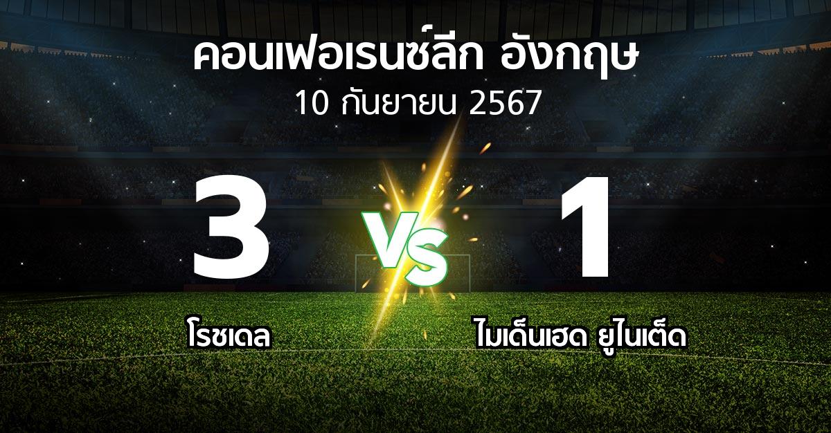 ผลบอล : โรชเดล vs ไมเด็นเฮด ยูไนเต็ด (คอนเฟอเรนซ์ลีก อังกฤษ 2024-2025)