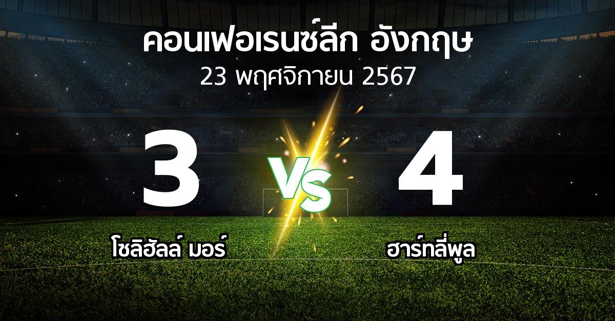 ผลบอล : โซลิฮัลล์ มอร์ vs ฮาร์ทลี่พูล (คอนเฟอเรนซ์ลีก อังกฤษ 2024-2025)