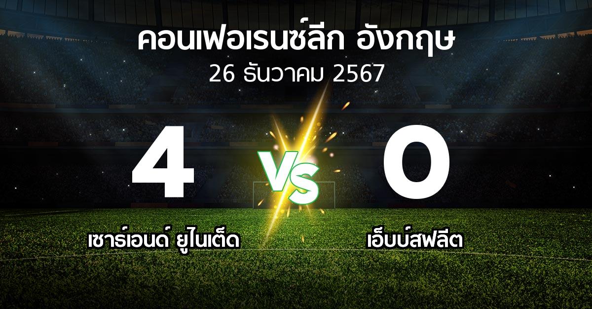 ผลบอล : เซาธ์เอนด์ ยูไนเต็ด vs เอ็บบ์สฟลีต (คอนเฟอเรนซ์ลีก อังกฤษ 2024-2025)