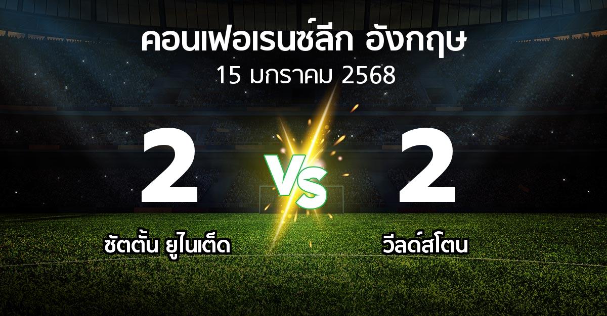 ผลบอล : ซัตตั้น ยูไนเต็ด vs วีลด์สโตน (คอนเฟอเรนซ์ลีก อังกฤษ 2024-2025)