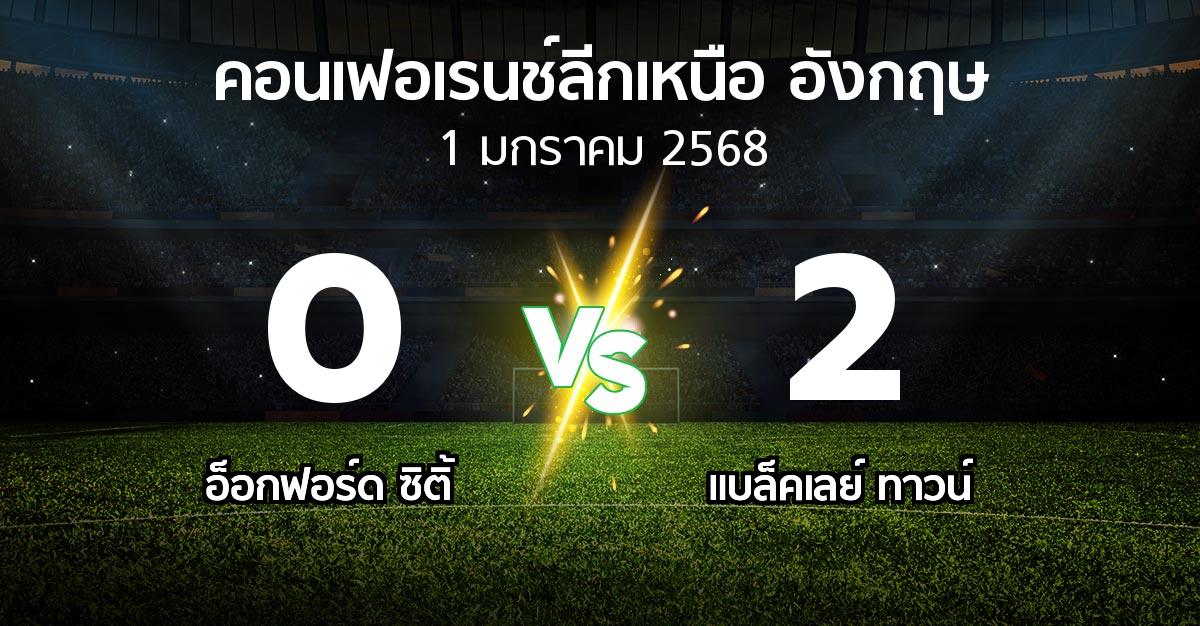 ผลบอล : อ็อกฟอร์ด ซิติ้ vs แบล็คเลย์ ทาวน์ (คอนเฟอเรนช์ลีกเหนืออังกฤษ 2024-2025)