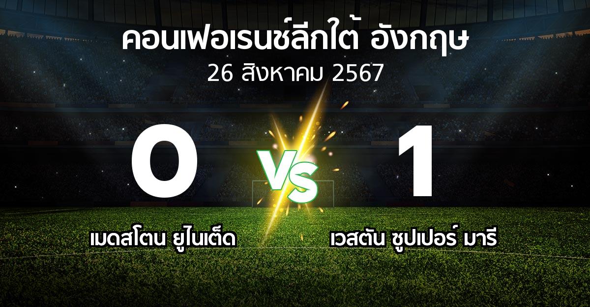 ผลบอล : เมดสโตน ยูไนเต็ด vs เวสตัน ซูปเปอร์ มารี (คอนเฟอเรนช์ลีกใต้อังกฤษ 2024-2025)