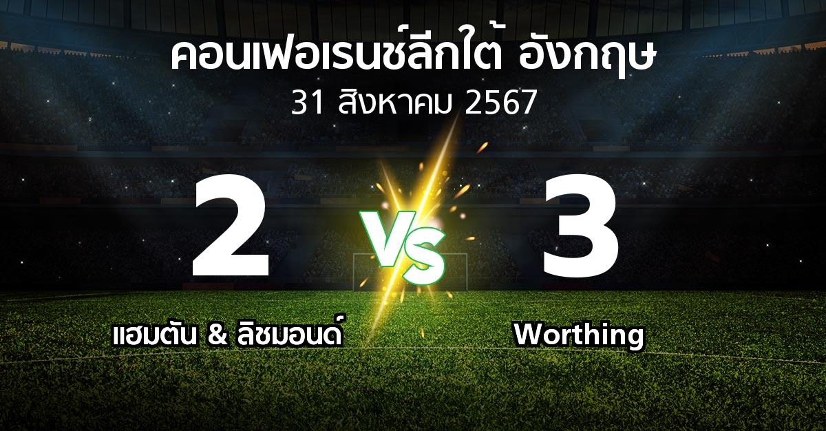 ผลบอล : แฮมตัน & ลิชมอนด์ vs Worthing (คอนเฟอเรนช์ลีกใต้อังกฤษ 2024-2025)