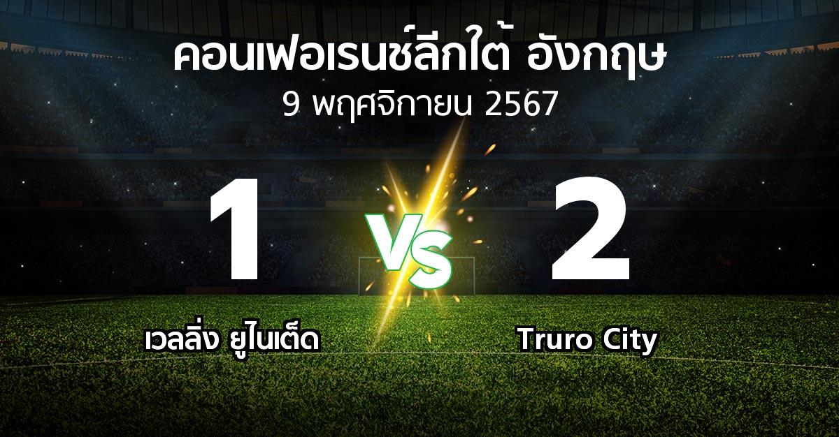 ผลบอล : เวลลิ่ง ยูไนเต็ด vs Truro City (คอนเฟอเรนช์ลีกใต้อังกฤษ 2024-2025)