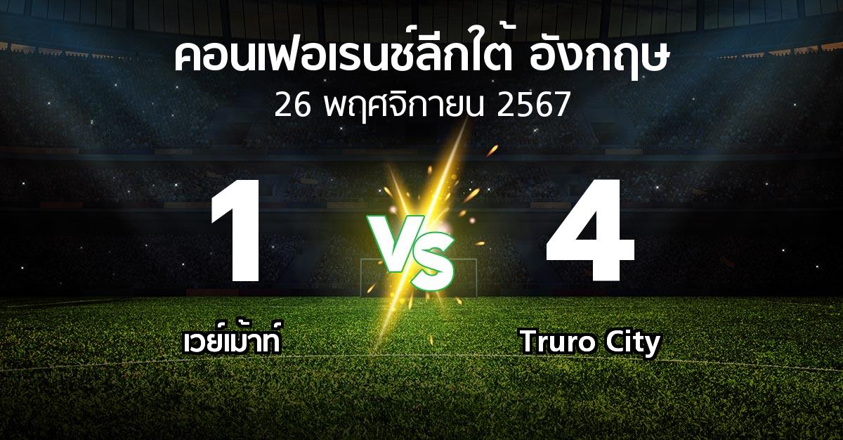 ผลบอล : เวย์เม้าท์ vs Truro City (คอนเฟอเรนช์ลีกใต้อังกฤษ 2024-2025)