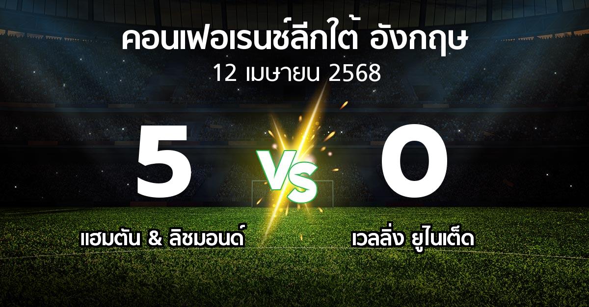 ผลบอล : แฮมตัน & ลิชมอนด์ vs เวลลิ่ง ยูไนเต็ด (คอนเฟอเรนช์ลีกใต้อังกฤษ 2024-2025)
