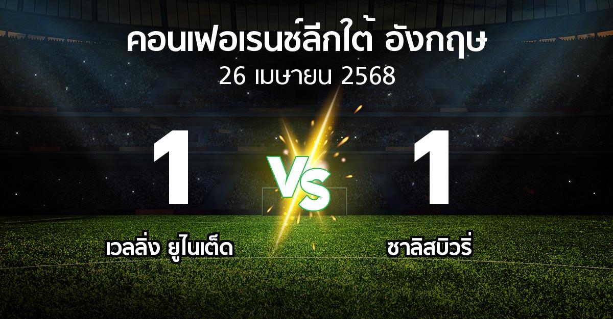 ผลบอล : เวลลิ่ง ยูไนเต็ด vs ซาลิสบิวริ่ (คอนเฟอเรนช์ลีกใต้อังกฤษ 2024-2025)