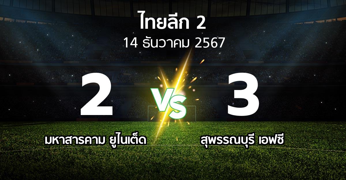 ผลบอล : มหาสารคาม ยูไนเต็ด vs สุพรรณบุรี เอฟซี (ไทยลีก 2 2024-2025)